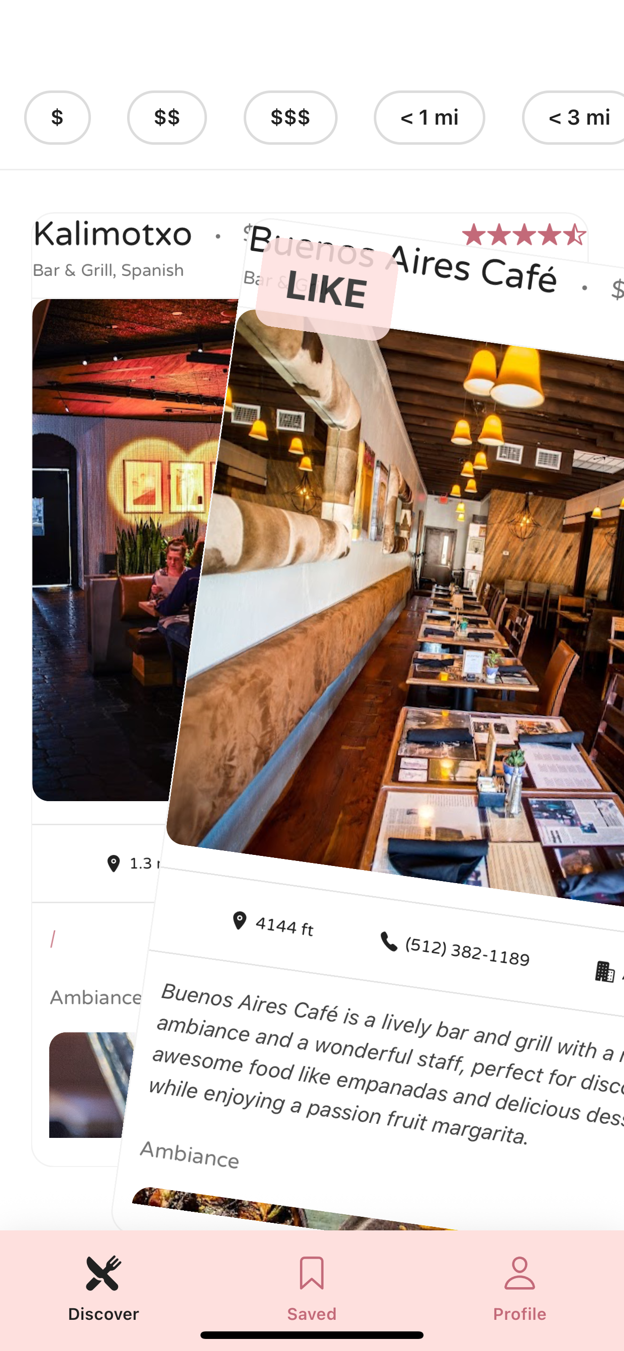 Swipe to discover screen