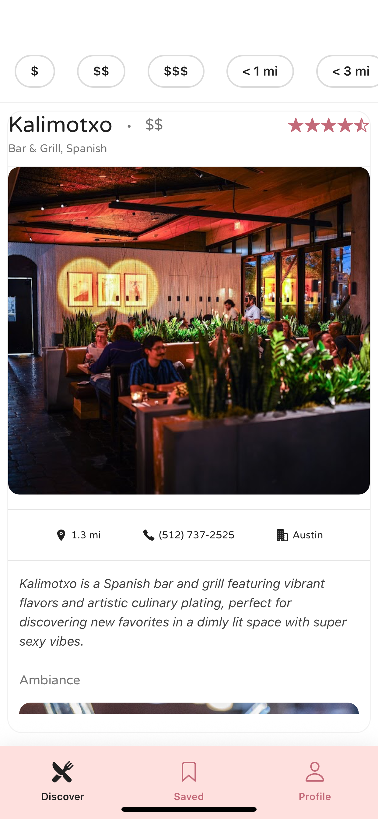 Restaurant detail screen